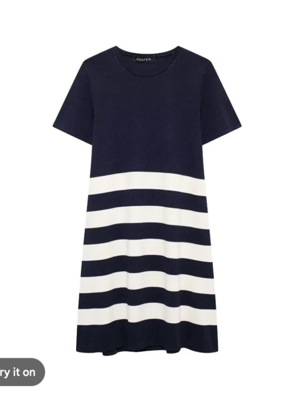 NWT Zara Knit Navy & Cream Striped Sweater Dress Size L